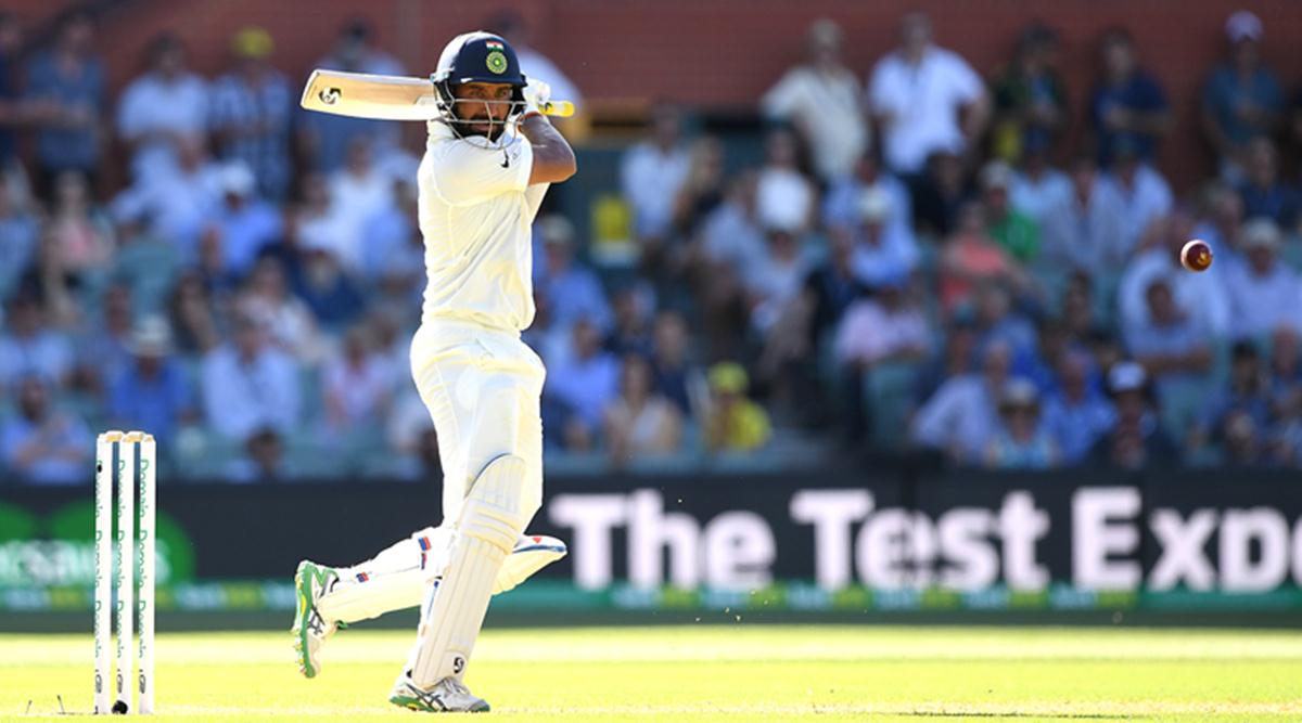 Cheteshwar Pujara plays a shot