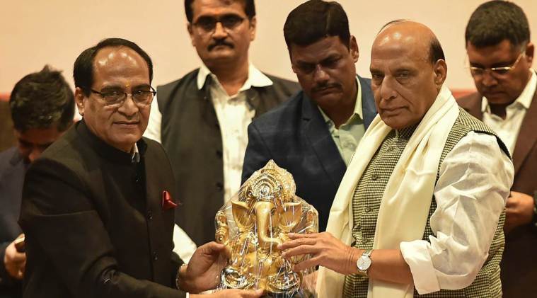 Union Home Minister Rajnath Singh at the convocation ceremony at GLA University in Mathura on Sunday. (Twitter/@rajnathsingh)