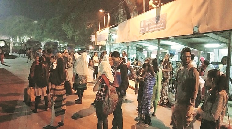 At the PMPML bus stand near PMC headquarters on Sunday. Express