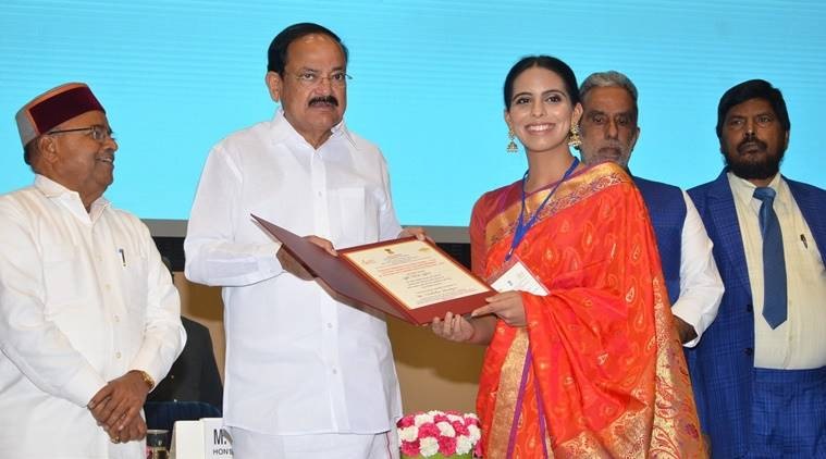 Vice President Venkaiah Naidu, Miss Deaf Asia 2018, Nishtha Dudeja, National Award for Empowerment of Persons with Disabilities, Department of Empowerment of Persons with Disabilities (Divyangjan), Ministry of Social Justice and Empowerment, Shri Thawarchand Gehlot, Minister of States for Social Justice and Empowerment, Shri Krishan Pal Gurjar, Shri Ramdas Athawale, Shri Vijay Sampla, Mithibai College, University of Mumbai, indian express, indian express news