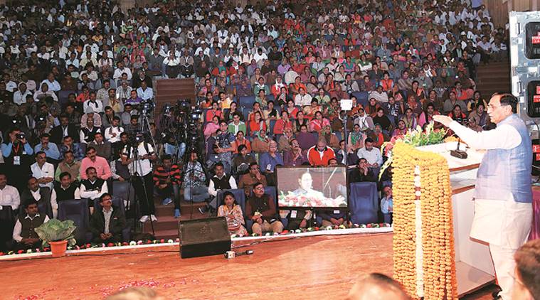 vijay rupani, gujarat cm, gujarat chief minister vijay rupani, second term of vijay rupani, relief disbursement to farmers, relief to farmers, farmers loan waiver, indian express