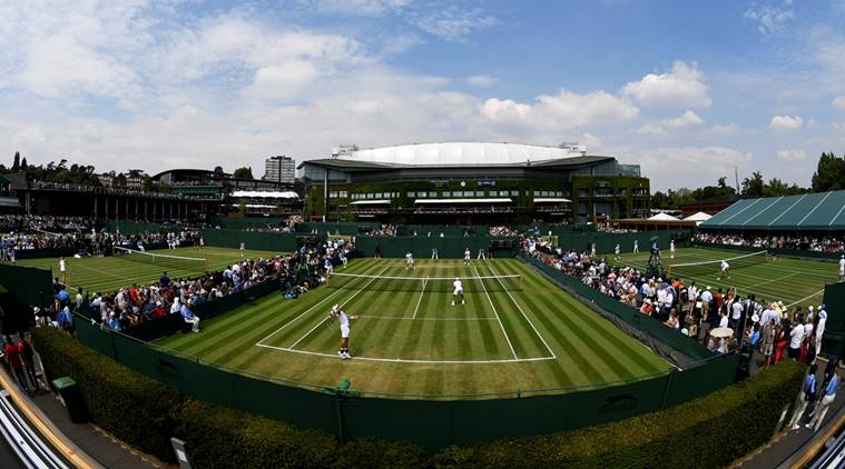 Doubles matches are played on the outside courts at Wimbledon