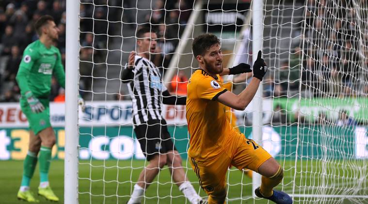 Wolverhampton Wanderers' Matt Doherty celebrates scoring their second goal