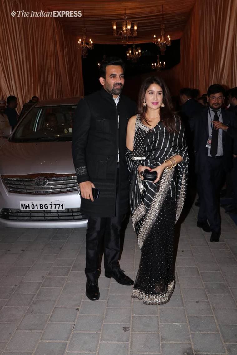 zaheer khan, sagarika ghatge at isha ambani wedding reception