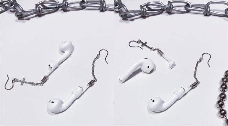 airpods, apple airpods, airpods earrings, airpods fashionable solution, viral news, funny news, weird news, indian express,