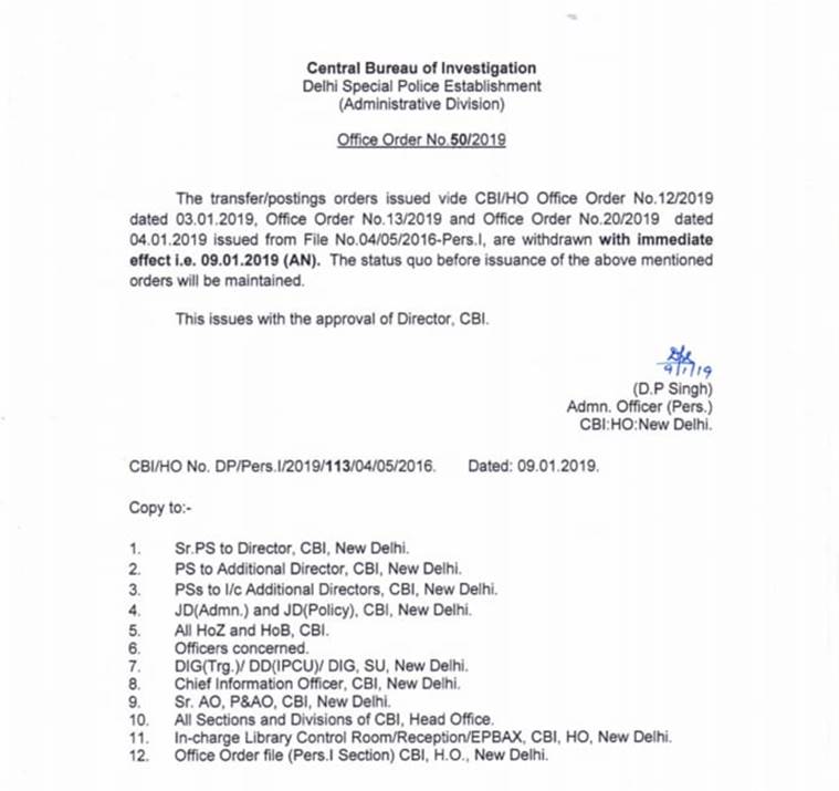 CBI chief alok verma, cbi transfers reversed, cbi news, latest news, indian express news