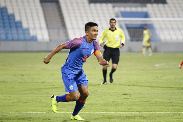 Sunil Chhetri for India at the Oman friendly