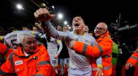Derby County's Martyn Waghorn celebrates with team mates after the match against Southampton in the FA Cup