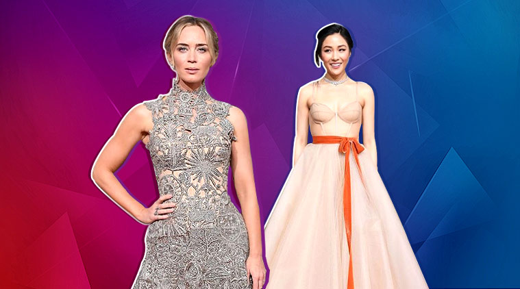 golden globe awards 2019, golden globe award fashion 2019, golden globe award fashion trend 2019, constance wu golden globe 2019, emily blunt golden globe 2019, indian express, indian express news