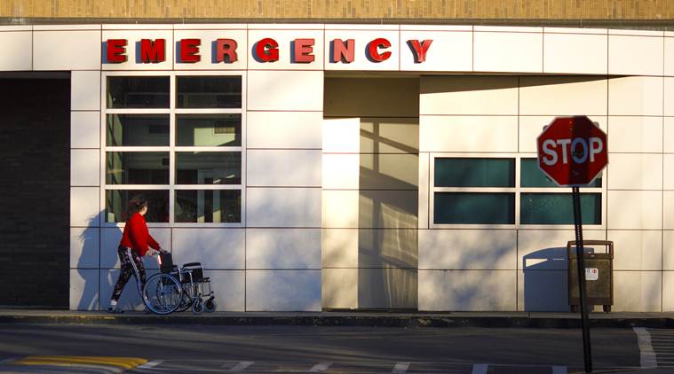 The emergency vehicle entrance at the Howard University Hospital in Washington. (Tom Brenner/The New York Times)