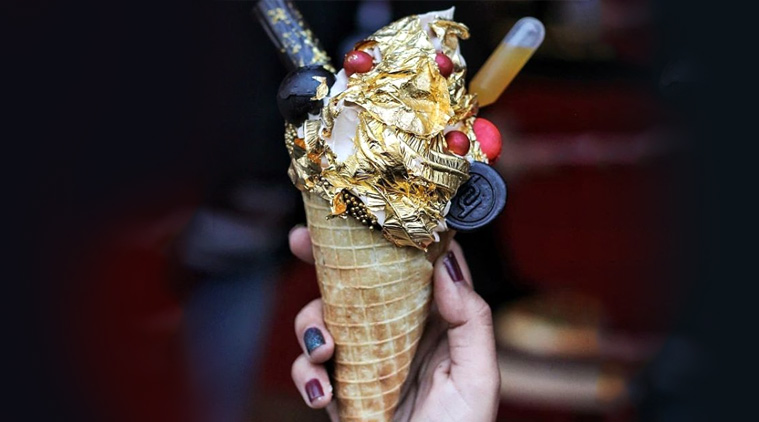 huber and holly, gold plated icecream, gold plated food, edible food trends, food trends india, gold food india, gold plated food india, gold plated icecream india, gold icecream india, huber and holly gold, indian express, indian express news