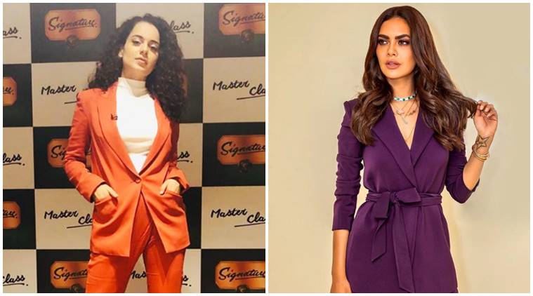 kangana ranaut, esha gupta, sonam kapoor, bollywood actors in powersuits, kangana ranaut fashion, esha gupta fashion, sonam kapoor fashion, celeb fashion, bollywood fashion, indian express, indian express news