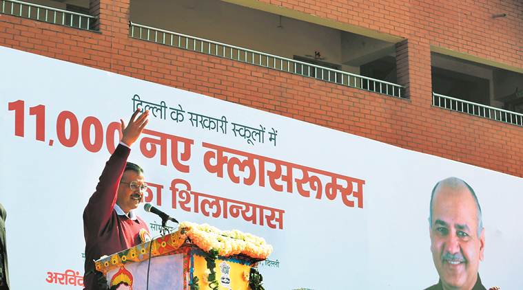 Arvindj Kejriwal, Manish Sisodia, Delhi school Arvind Kejriwal, Vote AAP not Modi Kejriwal, CM Kejriwal, Delhi AAP, narendra modi, kejriwal vs modi, India news, Indian express, latest news