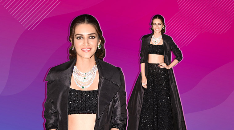 Kriti Sanon Looks Stunning In A Black Lehenga Jacket Outfit Fashion News The Indian Express