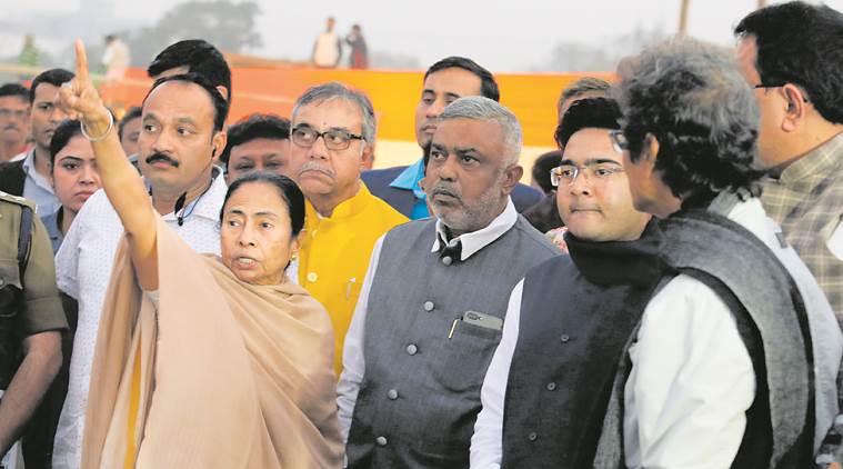 West Bengal Chief Minister Mamata Banerjee at Brigade Parade Grounds in Kolkata on Thursday. (Partha Paul)