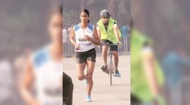 Sudha Singh at the marathon in Mumbai.