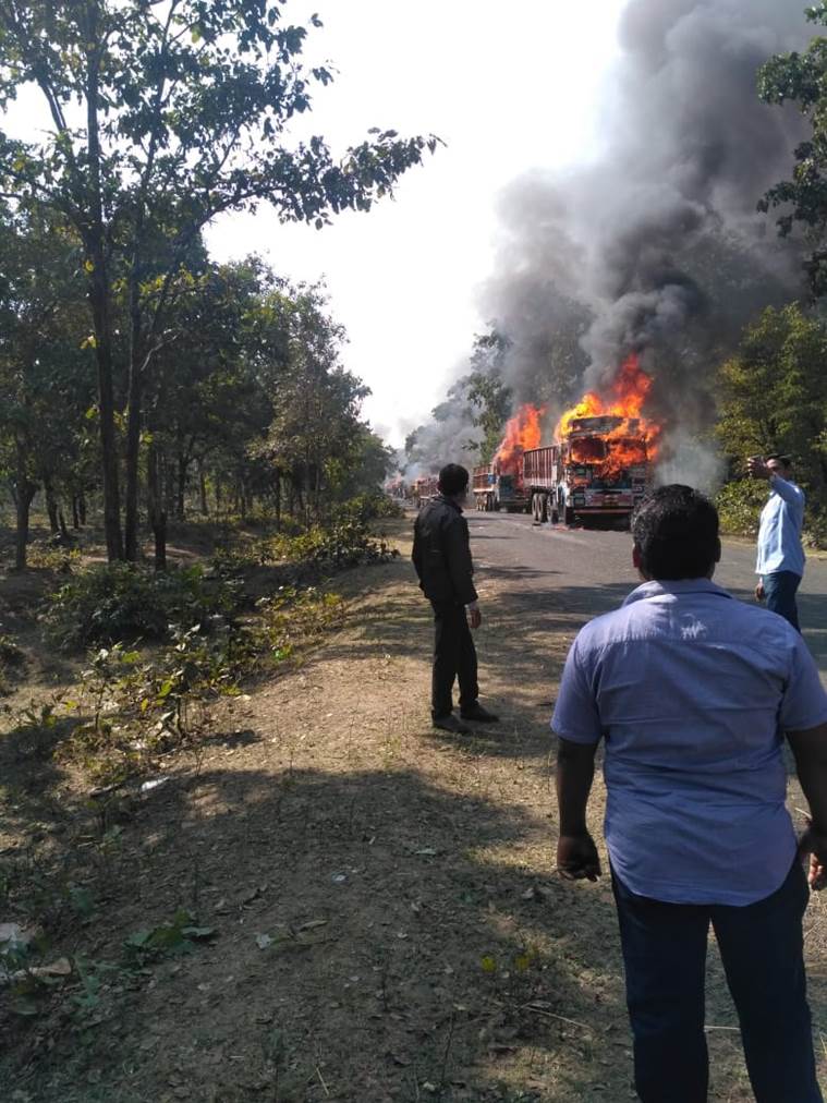 Maharashtra: Four killed  in accident, mob sets 18 trucks on fire