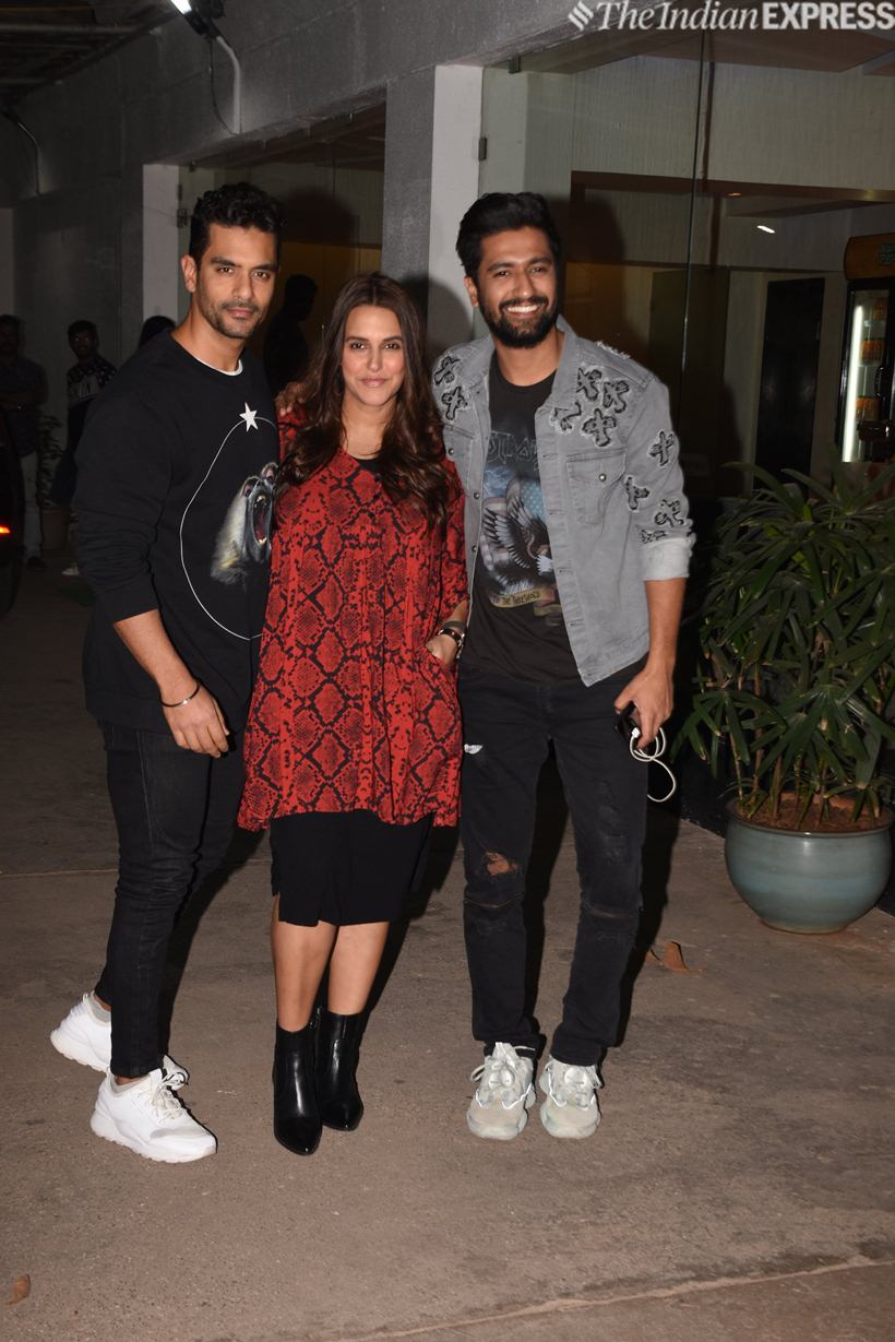 neha dhupia and angad bedi at uri screening