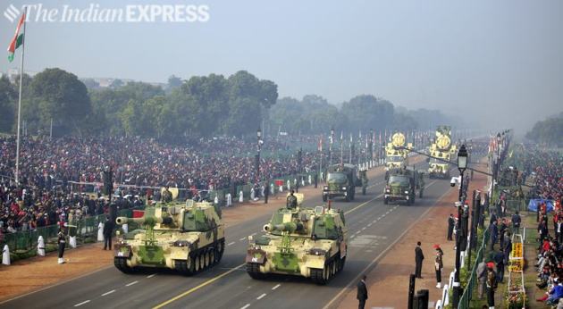 Full dress rehearsal for Republic Day parade at Rajpath
