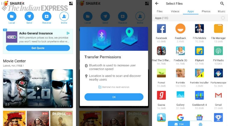 Can you use SHAREit to transfer apps?