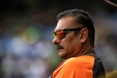 Head coach of the Indian cricket team Ravi Shastri during a play on day two of the third cricket test between India and Australia in Melbourne, Australia