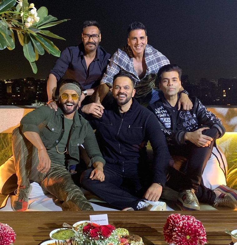 karan johar, ranveer singh, akshay kumar at simmba success party