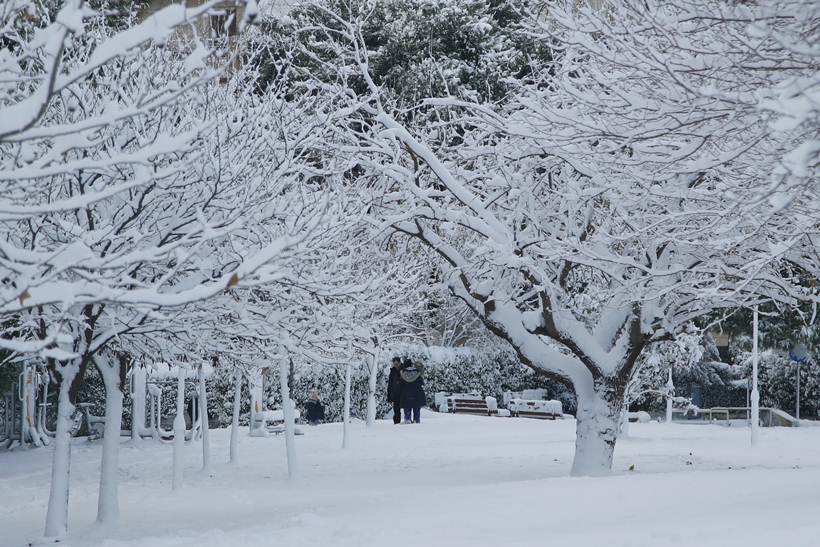 Snow coats ancient monuments in Athens amid record cold spell