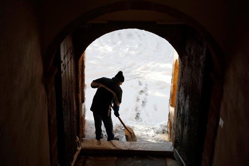 Snow coats ancient monuments in Athens amid record cold spell