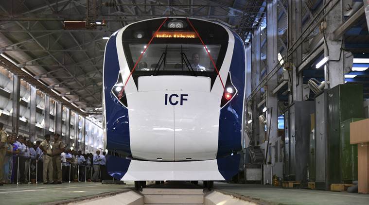 train 18, t 18, train 18 pics, t 18 pics, train 18 video, train 18 speed, train 18 clearance, train 18 luanch date, fastest train, delhi varanasi train 18, railways, railway minister, piyush goyal, indian express