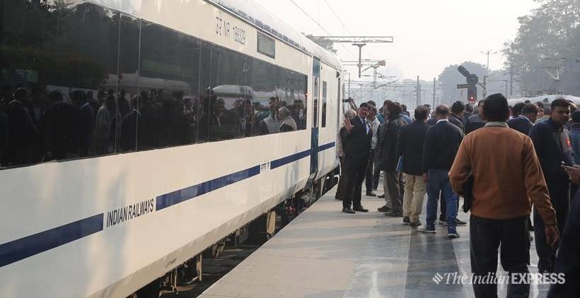 train 18, t 18, train 18 pics, t 18 pics, fastest train, delhi varanasi train 18, railways, railway minister, piyush goyal, indian express