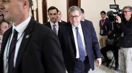 William Barr, US President Donald Trump's nominee to be Attorney General, arrives to pay a visit to Senator Joni Ernst (R-IA) in her office on Capitol Hill in Washington. (Reuters)