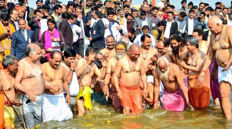 Yogi Adityanath takes holy dip in Ganga post cabinet meet at Kumbh mela