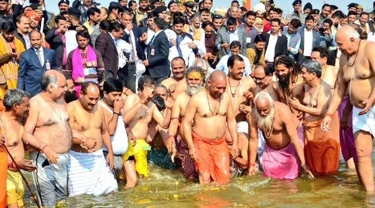 Yogi Adityanath Takes Holy Dip In Ganga Post Cabinet Meet At Kumbh Mela 7170