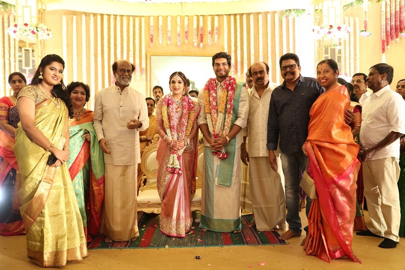 KS Ravikumar posed with Rajinikanth, Soundarya Rajnikanth and Vishagan Vanangamudi
