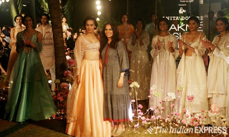 Anita Dongre, Anita Dongre x Tencel, Spring'/Summer'19 collection, Lakme Fashion Week Day 2, Lakme Fashion Week, Lakme Fashion Spring/Summer 2019, Tencel India, Anita Dongre Grassroot, Yami Gautam, Shayami Kher, Pooja Hegde, A Summer Reverie, Sustainable Fashion Day, indian express, indian express news