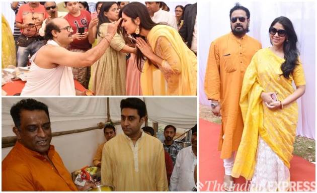 Katrina Kaif, Abhishek Bachchan and Sakshi Tanwar attend Anurag Basu's Saraswati Puja