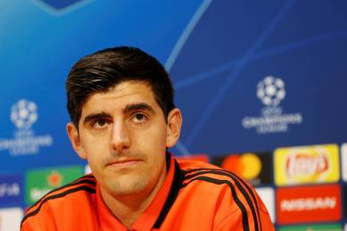 Real Madrid's Thibaut Courtois during the press conference ahead of the Ajax game