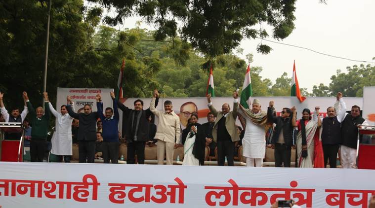 aap mega opposition rally, aap opposition rally, aap opposition rally in delhi, jantar mantar rally, Lok Sabha Elections, general elections, indian express