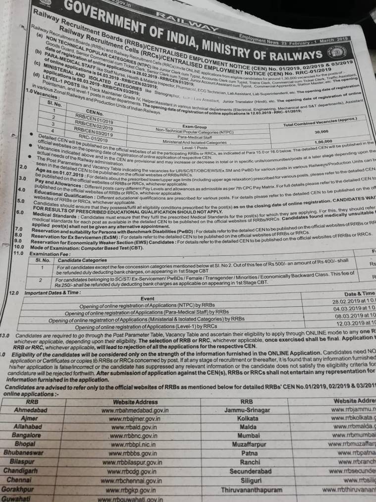 rrb, rrb ntpc recruitment, rrb ntpc recruitment 2019, sarkari result, sarkari result 2019, rrb ntpc recruitment 2019 notification