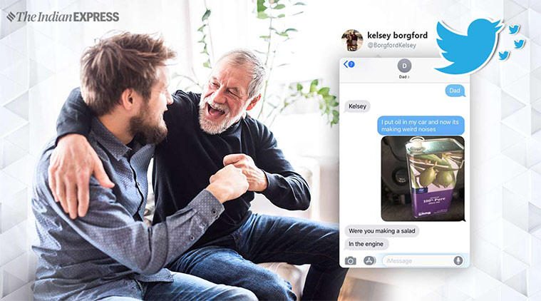 dad, father, dad jokes, olive oil, people trick fathers, pranks, dad pranks, child prank father, twitter, twitter reactions, indian express, indian express news