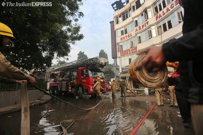 Massive fire breaks out at Hotel Arpit Palace in Delhi's Karol Bagh