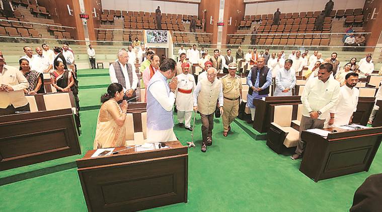 gujarat budget, guajart budget session, Pulwama attack, terror attack, cong vs bjp, cong bjp blame game, masood azhar, kashmir issue, indian express
