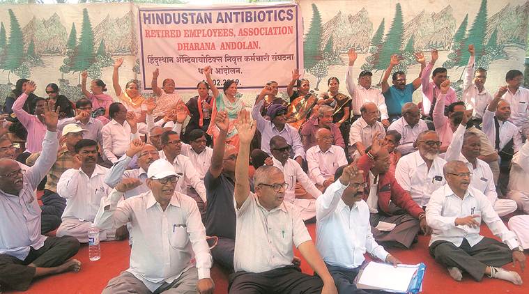 Hindustan Antibiotics, Hindustan Antibiotics protest, Hindustan Antibiotics salary protest, pune news, indian express, latest news