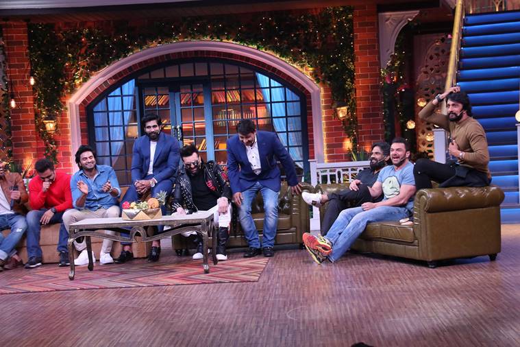   Sharma kapil show with members of the celebrity crickets league 