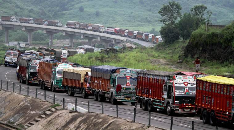 jammu and kashmir, j&k, srinagar udhampur highway, srinagar udhampur highway ban, highway ban, traffic restricted, civilian traffic restricted, business hit, truckers irked,