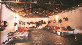 The room where Kashmiri workers employed at Triveni Sugar Mills in Muzaffarnagar used to stay. Over 30 have fled protesting mobs in the last few days. Gajendra Yadav report, Page 13