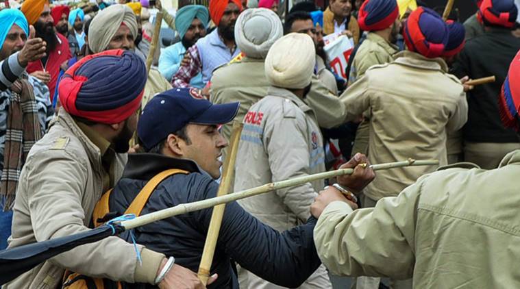 Patiala, Patiala teachers protest, Amarinder Singh, Punjab teacher protest, teacher protest lathicharge, patiala protest, patiala news, indian express, latest news