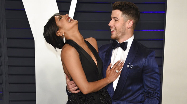   Priyanka Chopra and Nick Jonas arrive at the Vanity Fair Oscars 