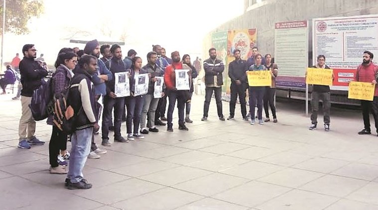 Panjab University students protest activist Anand Teltumbde’s arrest