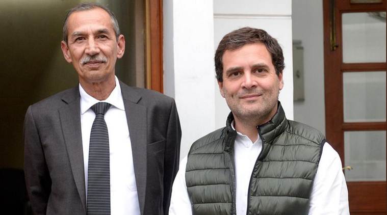 Lt General (retired) D S Hooda met Congress chief Rahul Gandhi on Thursday. (Twitter/@INCIndia)